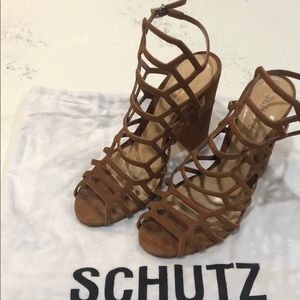 Schutz Jaden Suede Block Heel Sandal